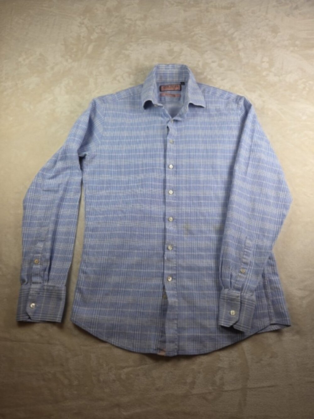 Thomas Pink Slim Fit Prestige Dress Shirt Blue Plaid Mens 16 41 Large